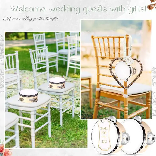 Alt view image 4 of 7 - 24 Set 6 Inch Tambourine for Adults Wooden Hand Held Drum with Metal Jingles, Gift Tags, White I Love You Printed Ribbon Percussion Gift Musical Instrument for Church Wedding Party Favor(black)