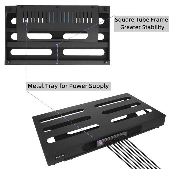 Alt view image 3 of 7 - 22" x 12.5" Guitar Pedal Board with Power Supply Tray | Includes Carry Case & Mounting Tapes, Power Supply Storage, Steel Material