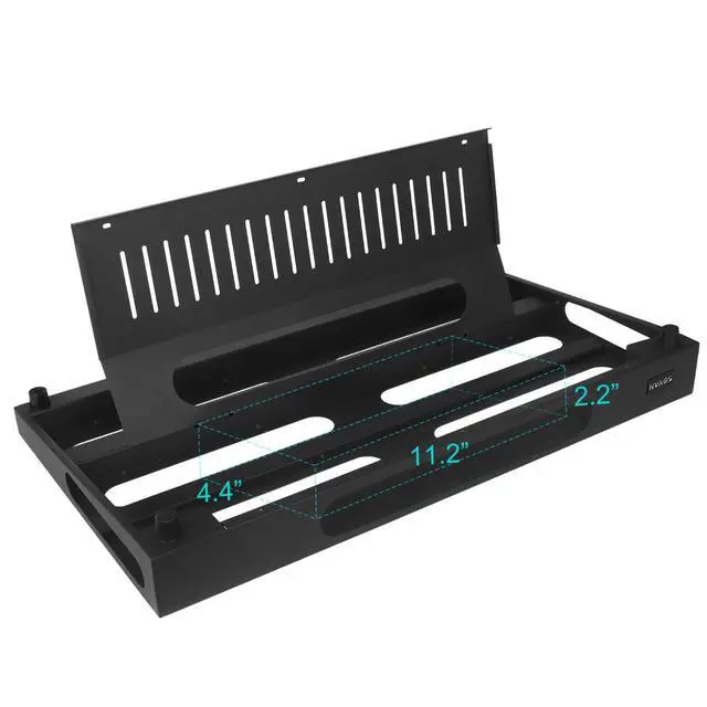 Alt view image 4 of 7 - 22" x 12.5" Guitar Pedal Board with Power Supply Tray | Includes Carry Case & Mounting Tapes, Power Supply Storage, Steel Material