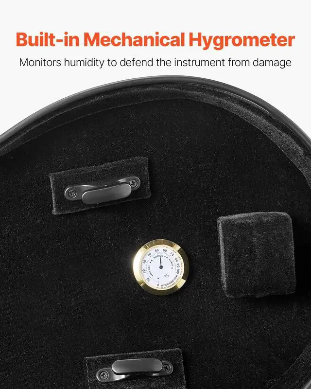 Alt view image 6 of 7 - 4/4 Full Size Violin Case, Built-in Hygrometer, Lightweight Portable Travel Carrying Bag, with Plush Lining, Dual Shoulder Straps, Anti-Scratch, Professional Triangular Shape, for Violin, Black