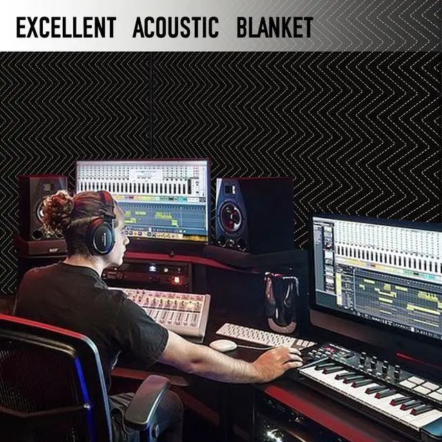 Alt view image 2 of 7 - 2PCS Large Sound Dampening Blanket,96" x 80" Sound Absorbing Studio Blanket,Noise Cancelling Studio Acoustic Blanket Curtain/Light Blocker/Moving Blanket