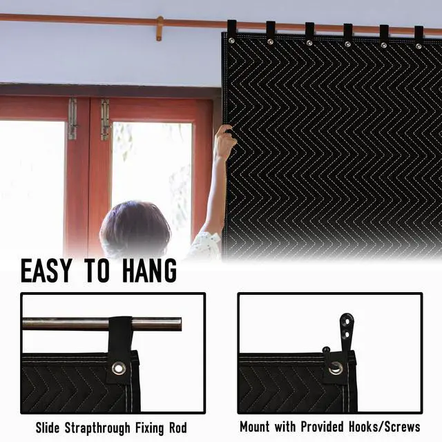 Alt view image 5 of 7 - 2PCS Large Sound Dampening Blanket,96" x 80" Sound Absorbing Studio Blanket,Noise Cancelling Studio Acoustic Blanket Curtain/Light Blocker/Moving Blanket