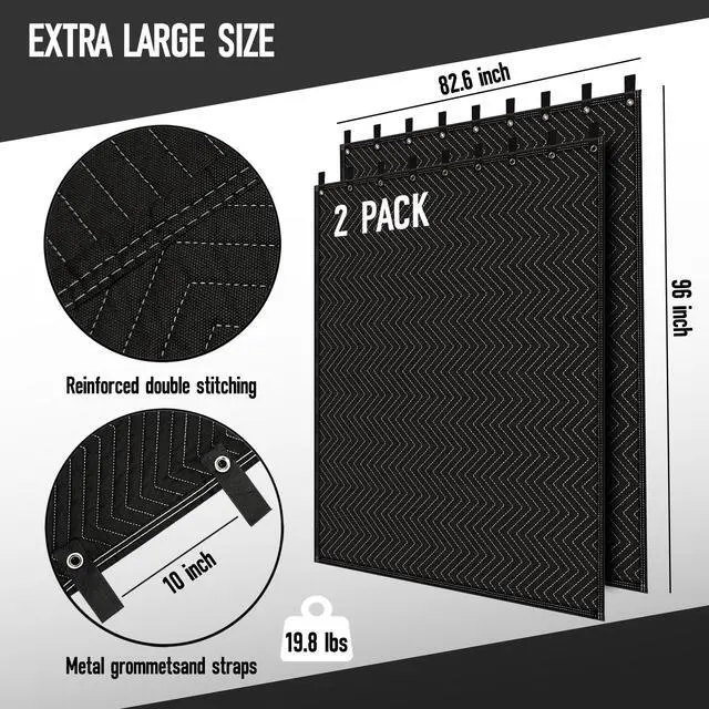 Alt view image 4 of 7 - 2PCS Large Sound Dampening Blanket,96" x 80" Sound Absorbing Studio Blanket,Noise Cancelling Studio Acoustic Blanket Curtain/Light Blocker/Moving Blanket