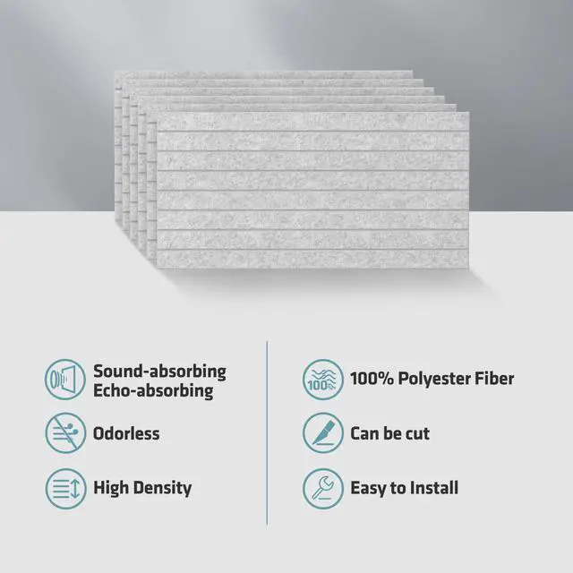 Alt view image 4 of 5 - 6 Pcs 47.2 x 23.6 Inches Acoustic Panel, Decorative Sound Absorbing Wall Panel for Office,Home Theater,Studio,Silver Grey