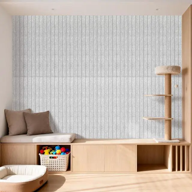 Alt view image 5 of 5 - 6 Pcs 47.2 x 23.6 Inches Acoustic Panel, Decorative Sound Absorbing Wall Panel for Office,Home Theater,Studio,Silver Grey