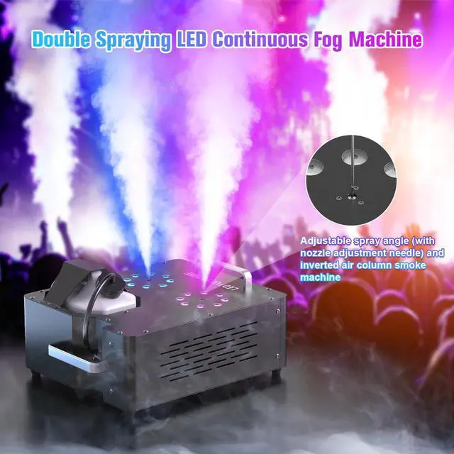 Alt view image 5 of 7 - 2000W Professional Fog Machine Dual Nozzle with 16 RGB LED, DMX Control Adjustable Smoke Direction, 2.5L Tank LCD Display 30000CFM for Halloween Christmas Stage DJ Party Club Events