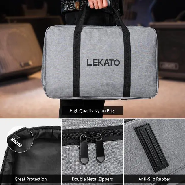Alt view image 6 of 6 - Pedalboard, Pedal Board with Built-in Power Supply, 19x12.2x1.8" 2.97LB, Aluminium Alloy Guitar Pedal Board with Carry Bag, Pedal Cables, Adhesive Hookside Tape