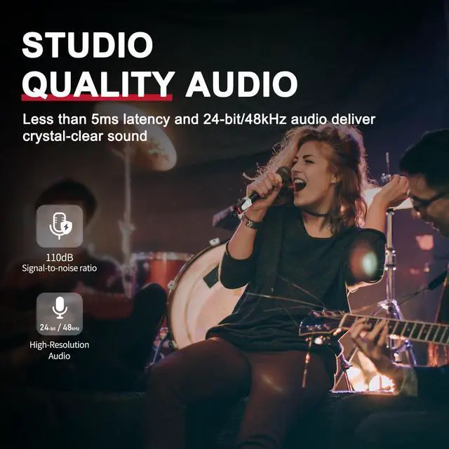 Alt view image 6 of 6 - U35 Wireless Microphone System with 5.8GHz XLR Transmitter and Receiver for Dynamic Microphone