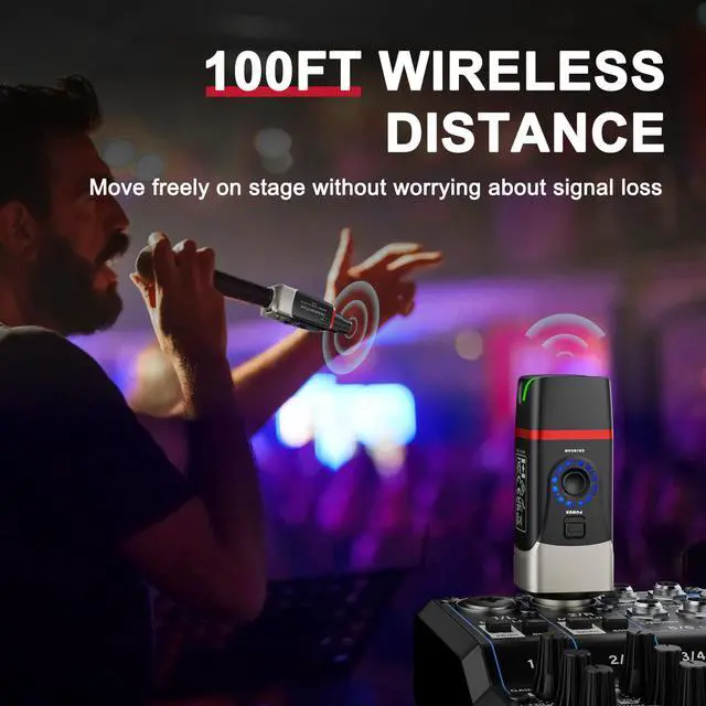 Alt view image 5 of 6 - U35 Wireless Microphone System with 5.8GHz XLR Transmitter and Receiver for Dynamic Microphone