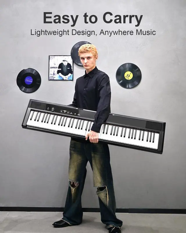 Alt view image 3 of 7 - S-200 Beginner Keyboard Piano - 88 Key Full-Size Weighted Digital Piano, Portable Electric Piano with Sustain Pedal, Power Supply, Dual Headphone Jack, USB-MIDI, and MP3 Player,Black
