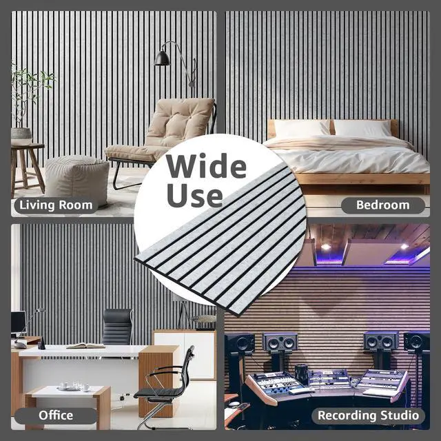 Alt view image 6 of 7 - 10 Pack Acoustic Panels, 48" X 12" X 0.43", Grey and Black | Soundproof Wall Panels, Self Adhesive, High Density Sound Absorbing, Acoustic Treatment for Recording Studio, Office
