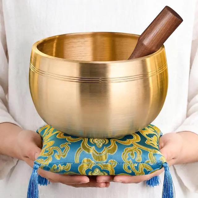 Main image of Tibetan Singing Bowls, Authentic Meditation Sound Bowls Handcrafted in Nepal for Yoga, Chakra Healing, Mindfulness, Self Care Spiritual Gifts for Women