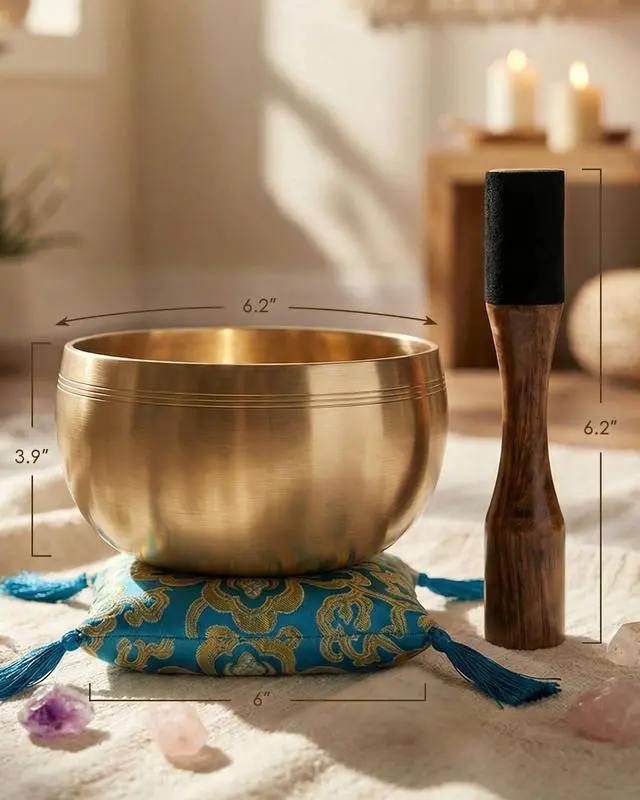 Alt view image 2 of 6 - Tibetan Singing Bowls, Authentic Meditation Sound Bowls Handcrafted in Nepal for Yoga, Chakra Healing, Mindfulness, Self Care Spiritual Gifts for Women