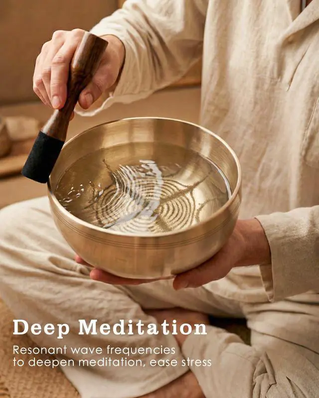 Alt view image 3 of 6 - Tibetan Singing Bowls, Authentic Meditation Sound Bowls Handcrafted in Nepal for Yoga, Chakra Healing, Mindfulness, Self Care Spiritual Gifts for Women