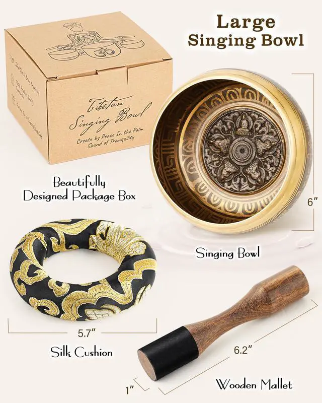Alt view image 5 of 7 - Tibetan Singing Bowls, Authentic Meditation Sound Bowls Handcrafted in Nepal for Yoga, Chakra Healing, Mindfulness, Self Care Spiritual Gifts for Women