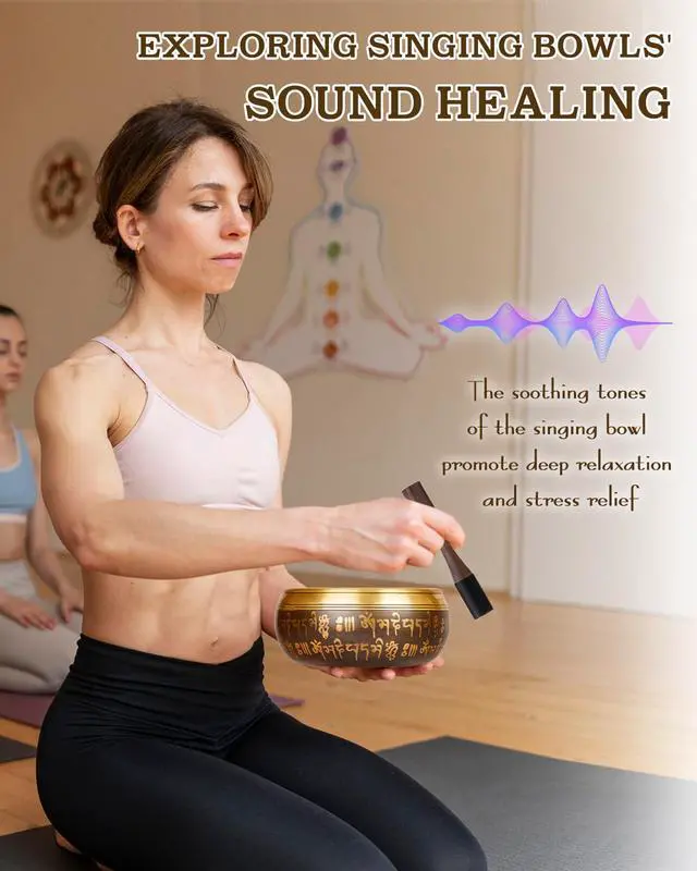 Alt view image 6 of 7 - Tibetan Singing Bowls, Authentic Meditation Sound Bowls Handcrafted in Nepal for Yoga, Chakra Healing, Mindfulness, Self Care Spiritual Gifts for Women