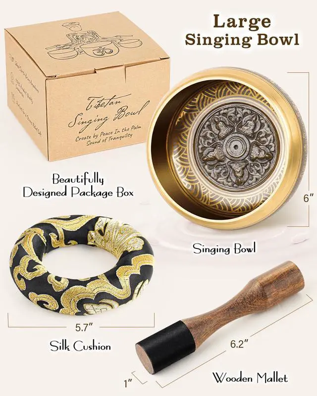 Alt view image 5 of 7 - Tibetan Singing Bowls, Authentic Meditation Sound Bowls Handcrafted in Nepal for Yoga, Chakra Healing, Mindfulness, Self Care Spiritual Gifts for Women