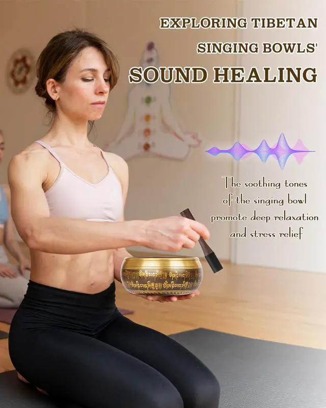 Alt view image 6 of 7 - Tibetan Singing Bowls, Authentic Meditation Sound Bowls Handcrafted in Nepal for Yoga, Chakra Healing, Mindfulness, Self Care Spiritual Gifts for Women