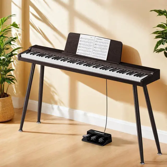 Main image of Keyboard Piano 88 Key Digital: 88 Key Piano keyboard Semi-Weighted Full Size Keyboard Digital Premium Sound MIDI Headphone Jack Triple Pedal Compact Design for Beginners to Professionals (Walnut)
