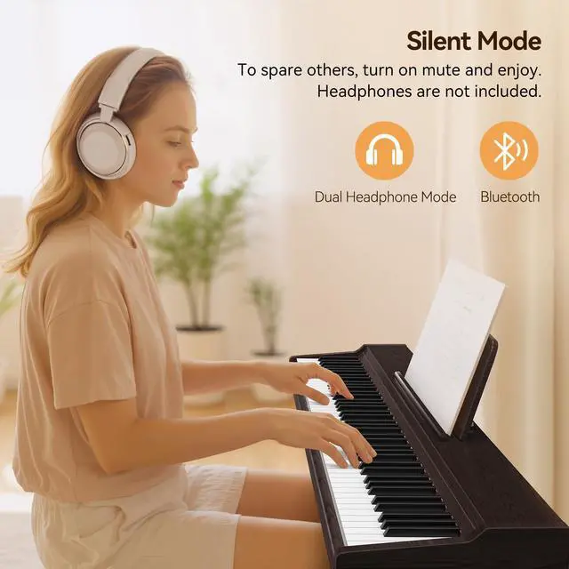 Alt view image 4 of 7 - Keyboard Piano 88 Key Digital: 88 Key Piano keyboard Semi-Weighted Full Size Keyboard Digital Premium Sound MIDI Headphone Jack Triple Pedal Compact Design for Beginners to Professionals (Walnut)