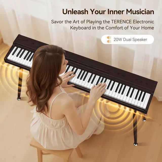 Alt view image 5 of 7 - Keyboard Piano 88 Key Digital: 88 Key Piano keyboard Semi-Weighted Full Size Keyboard Digital Premium Sound MIDI Headphone Jack Triple Pedal Compact Design for Beginners to Professionals (Walnut)