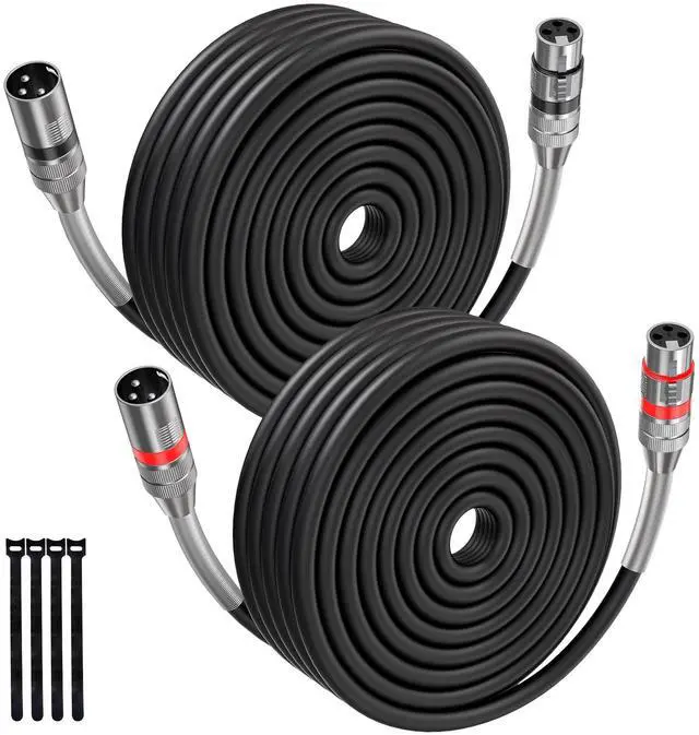 Main image of XLR Cables 100FT 2 Pack, Premium Heavy Duty Balanced Microphone Cable with 3-Pin XLR Male to Female Microphone Cord Connector Compatible with Microphones, Mixer,Speaker Systems,Preamps and More