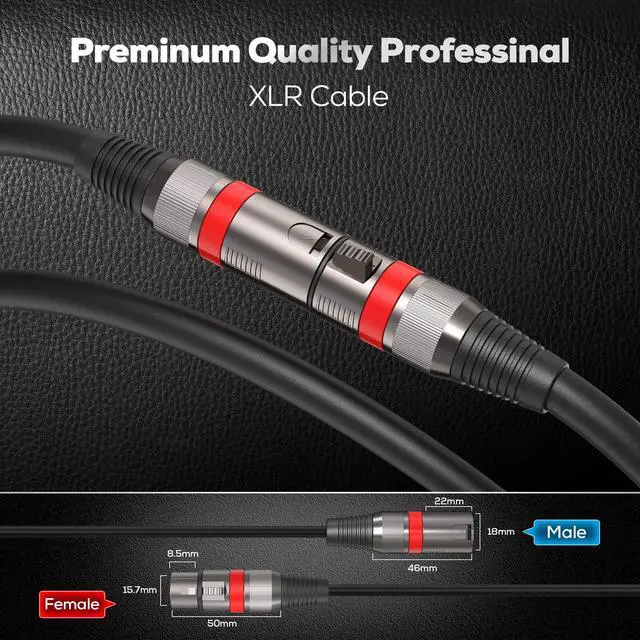 Alt view image 5 of 7 - XLR Cables 100FT/30M 2 Packs, Premium Heavy Duty Balanced Microphone Cable with 3-Pin XLR Male to Female Microphone Cord Connector Compatible with Microphones,Mixer,Speaker Systems,Preamps and More