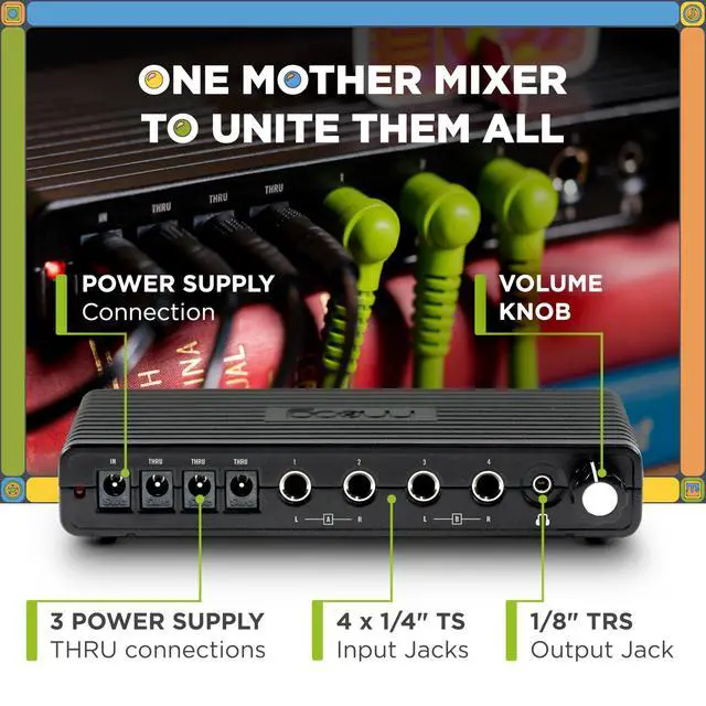 Alt view image 3 of 7 - Sound Studio Accessory Kit With Three-Tier Rack, Analog Summing Mixer, Dust Cover, Patch and Audio Cables, Patch Cable Organizer, Power Supply