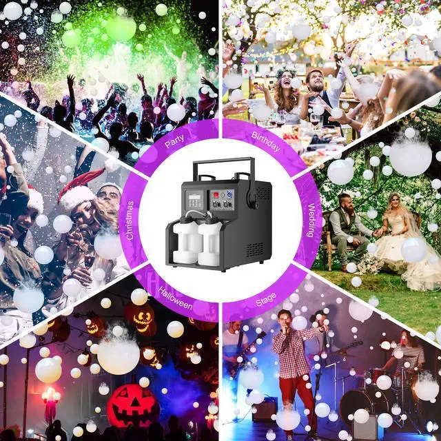 Alt view image 6 of 7 - Fog Bubble Machine,1500W 3IN1 Smoke Bubble Machine with 24LEDs RGBW 4IN1 Lighting Effect Remote Control Timer Settings DMX512 for Halloween Birthday Parties Wedding Show Festival Stage