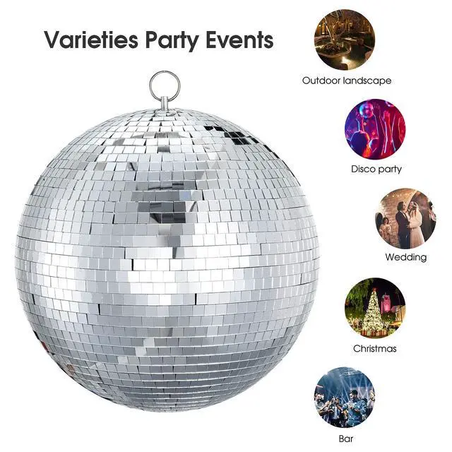 Alt view image 4 of 5 - 16 Inch Disco Ball Mirror Ball Hanging Ornament for Party Decoration DJ Club Stage Bar Wedding, Silver