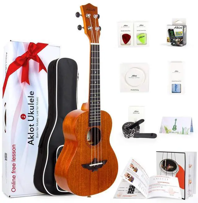 Main image of Ukulele, Concert Ukelele Solid Mahogany 23 inch for Professional Beginners Adults Kit with Free Online Lesson and Uke Accessories