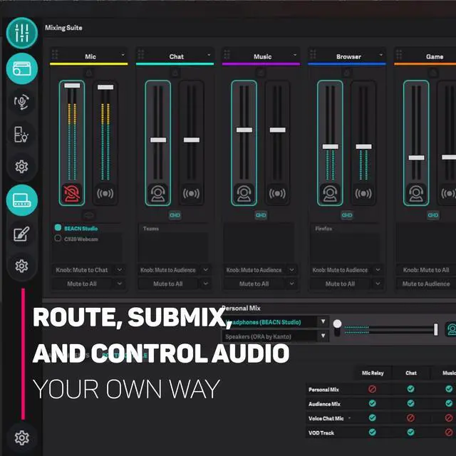 Alt view image 7 of 7 - Studio (Dark) - USB XLR Audio Interface, DSP Mic Chain, Dual PC | For Streaming, Gaming, Podcasting. Built-in DSP, Ultra-low-noise Preamp, Multi-Channel Dual PC/Console USB-C Connections