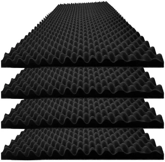 Main image of 4 PCS Black Acoustic Foam, 48"X 24"X 2" Egg Crate Foam, Soundproof Foam, Fireproof Studio Foam Panels, Sound Absorbing Foam, Sound Proof Foam Panels, Sound Proof Panels For Walls