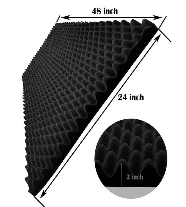 Alt view image 3 of 7 - 4 PCS Black Acoustic Foam, 48"X 24"X 2" Egg Crate Foam, Soundproof Foam, Fireproof Studio Foam Panels, Sound Absorbing Foam, Sound Proof Foam Panels, Sound Proof Panels For Walls