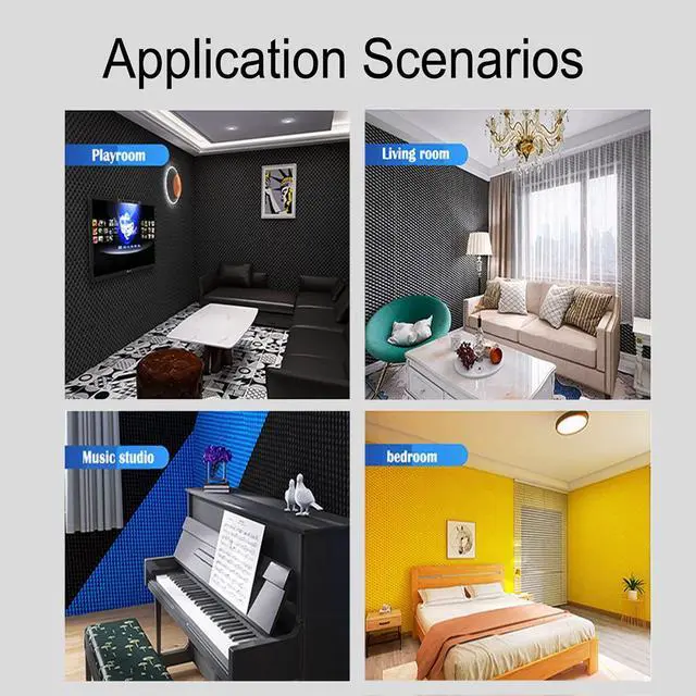 Alt view image 6 of 7 - 4 PCS Black Acoustic Foam, 48"X 24"X 2" Egg Crate Foam, Soundproof Foam, Fireproof Studio Foam Panels, Sound Absorbing Foam, Sound Proof Foam Panels, Sound Proof Panels For Walls