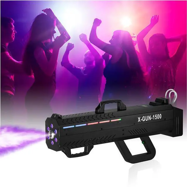 Main image of 1500W LED Handheld Fog Gun Smoke Machine with Strap & Stand | 6 RGB LED, Timing Function, 20-26ft Thick Smoke, Ideal for Halloween DJ Party Stage Events