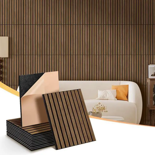 Main image of Acoustic Wall Panels 12 Pack,Covers 16 Sq Ft - 16"x12"x0.4" Self-Adhesive Walnut Soundproof Panels for Home Office & Recording Studio
