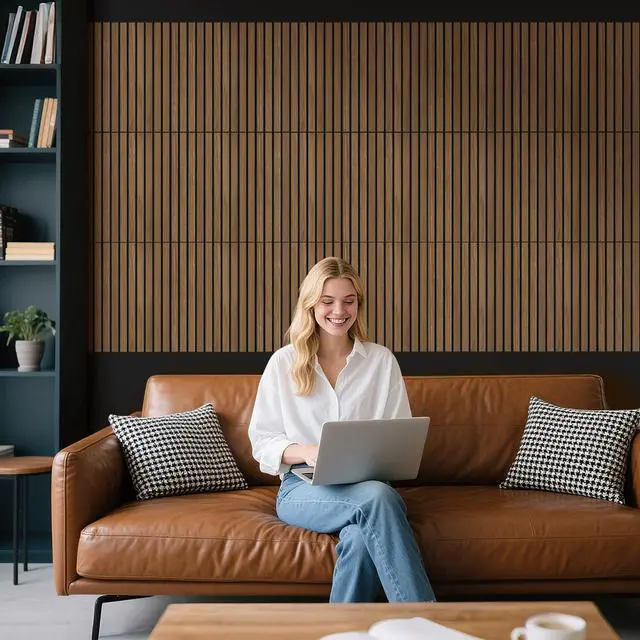 Alt view image 7 of 7 - Acoustic Wall Panels 12 Pack,Covers 16 Sq Ft - 16"x12"x0.4" Self-Adhesive Walnut Soundproof Panels for Home Office & Recording Studio