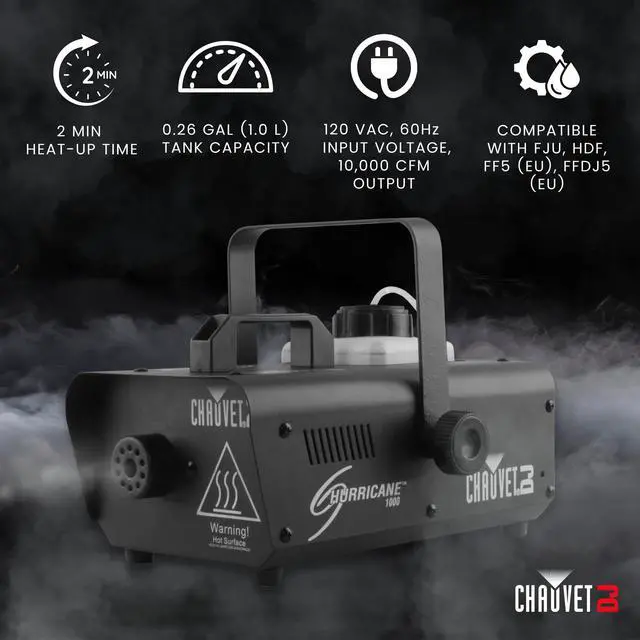 Alt view image 3 of 7 - Hurricane 1000 Compact Fog Machine with wireless Remote
