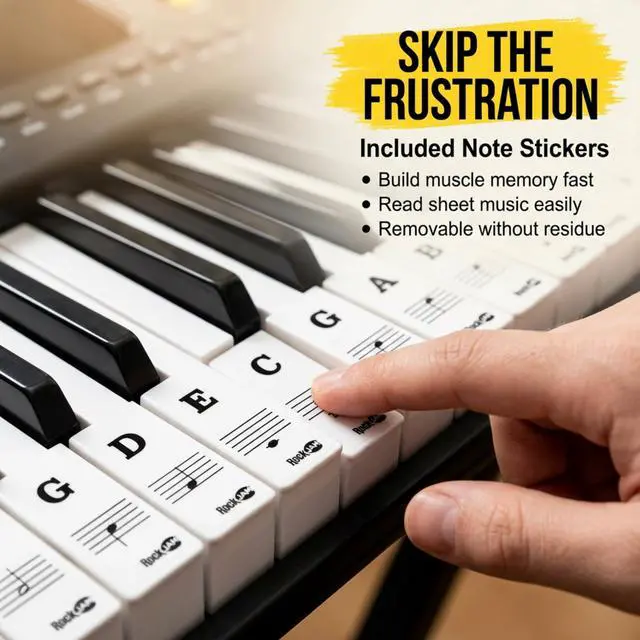 Alt view image 6 of 7 - RJ361 61 Key Compact Keyboard Piano for Beginners | Compact electric keyboard piano with 200 sounds, 200 rhythms, note stickers and Simply Piano lessons for beginners
