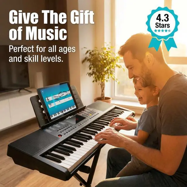 Alt view image 7 of 7 - RJ361 61 Key Compact Keyboard Piano for Beginners | Compact electric keyboard piano with 200 sounds, 200 rhythms, note stickers and Simply Piano lessons for beginners