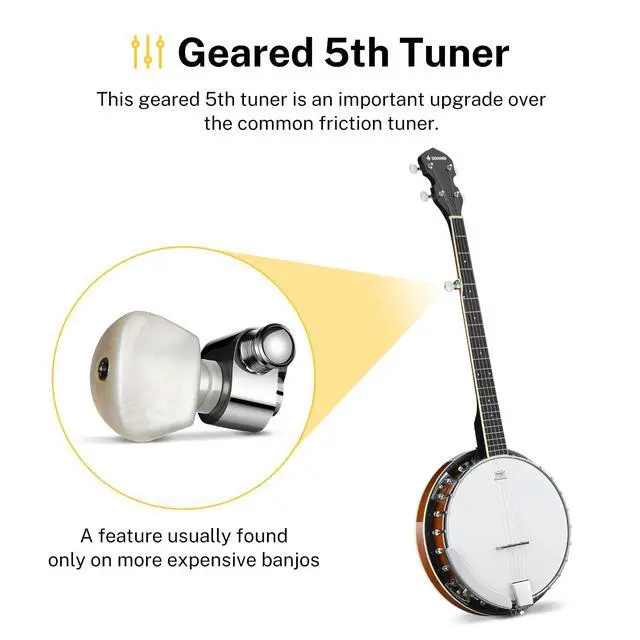 Alt view image 4 of 7 - Banjo Full Size 5 String Tenor Banjolele Guitar with Banjo Kit Tuner Gig Bag, Stringed Musical Instruments for Adult BeginnerDBJ-200