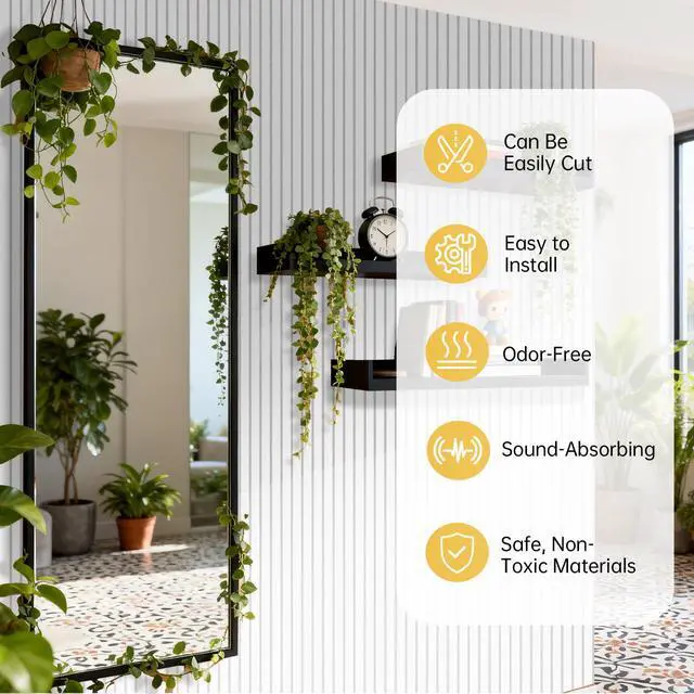 Alt view image 2 of 7 - 12 Pack Large Acoustic Wall Panels, 47.2 x 23.6 x 0.4 Inch (92.8 sq ft), Self-Adhesive Sound Absorbing Panels,Sound Proof Panels for Walls, Echo Reduction for Studio, Office, White