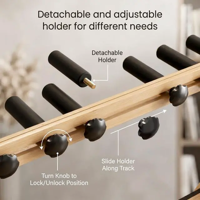 Alt view image 3 of 7 - Bamboo Guitar Rack for Multiple Guitars, Adjustable Guitar Stand(Natural-B) | Natural Bamboo Adjustable Dividers Protective Padding Stable Floor Design Fits Acoustic, Electric & Bass
