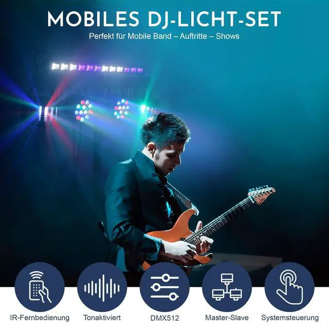 Alt view image 3 of 7 - DJ Lights Stand for Parties - Professional 5in1 LED DJ Lighting System with Stand, DMX512, Sound Activated Stage Lights Package for Wedding Live Band Disco Club Gig Bar Booth Show Events