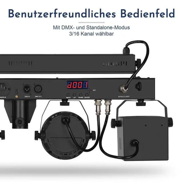 Alt view image 4 of 7 - DJ Lights Stand for Parties - Professional 5in1 LED DJ Lighting System with Stand, DMX512, Sound Activated Stage Lights Package for Wedding Live Band Disco Club Gig Bar Booth Show Events