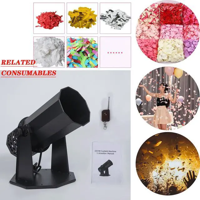 Alt view image 3 of 6 - Electric Confetti Launcher Confetti Tubes Confetti Shooter with Wireless Remote for DJ Party Nightclub Wedding Stage Concert Event Show 1500W High-Power Fan, 8-10 Meters Blowing Height