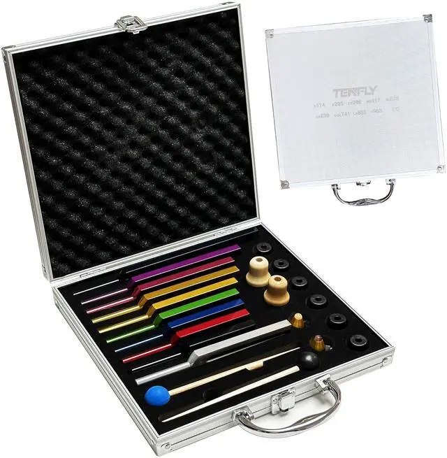 Main image of Solfeggio Tuning Fork Set - 10 Tuning Forks Perfect for DNA Healing, Chakra, Sound Therapy, Multicolour, with Exquisite Aluminum Gift Box (174 Hz, 285 Hz, 396 Hz, 417 Hz, 432Hz, 528 Hz etc)