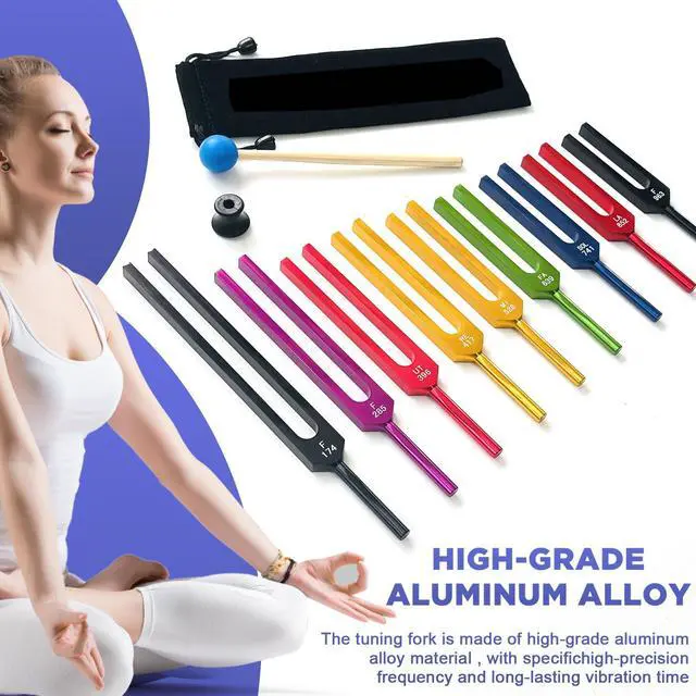 Alt view image 5 of 7 - Solfeggio Tuning Fork Set - 10 Tuning Forks Perfect for DNA Healing, Chakra, Sound Therapy, Multicolour, with Exquisite Aluminum Gift Box (174 Hz, 285 Hz, 396 Hz, 417 Hz, 432Hz, 528 Hz etc)