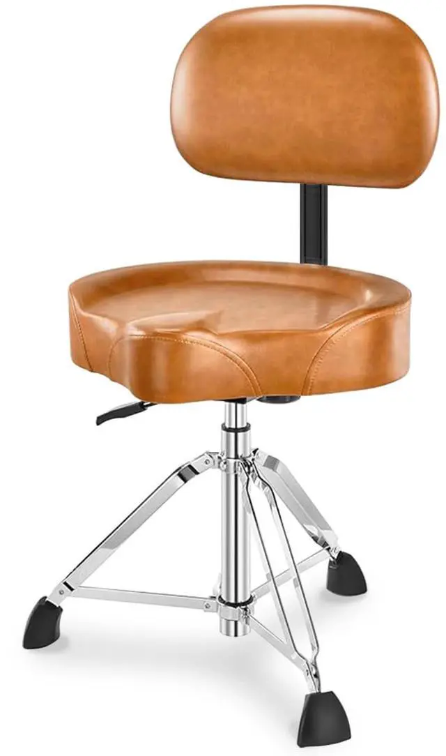Main image of Pro Drum Stool with Backrest, Heavy Duty Hydraulic Drum Throne, Ergonomic Memory Foam Drum Seat, Adjustable Drum Chair Anti-Slip Base, Drum Saddle Bench for Drummers Musicians(Brown)